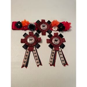 Mama Bear Sash mama bear pin and papa bear pin Red buffalo plaid For Baby Shower